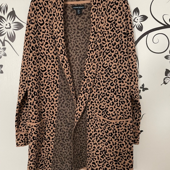 Cynthia Rowley Long Open Front Leopard Print Jacket - Women's M - Picture 13 of 15